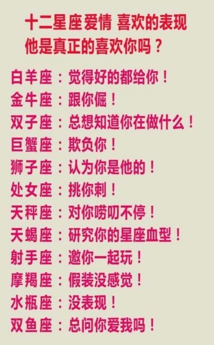 只爱你的星座男女配对排行(十二星座情侣匹配值,12星座的配对指数 )